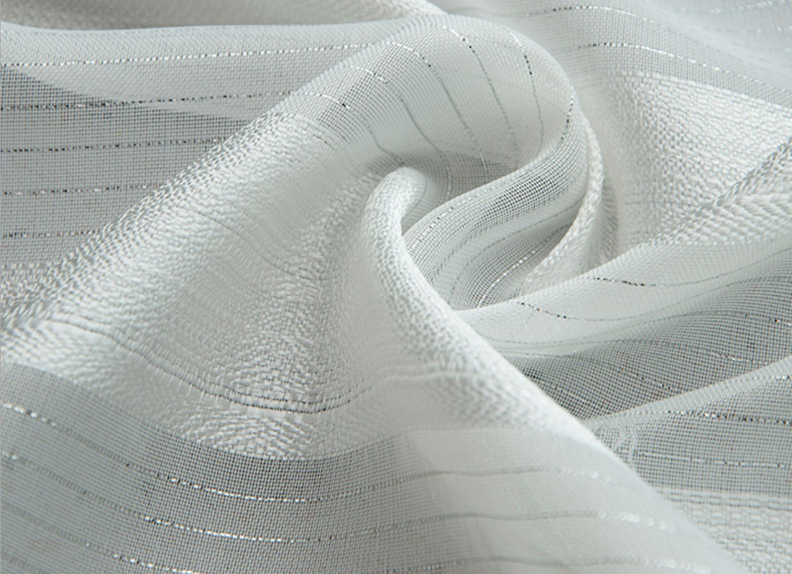 窗帘纱白色条纹透光布料客厅阳台窗纱柯桥厂家批发现货