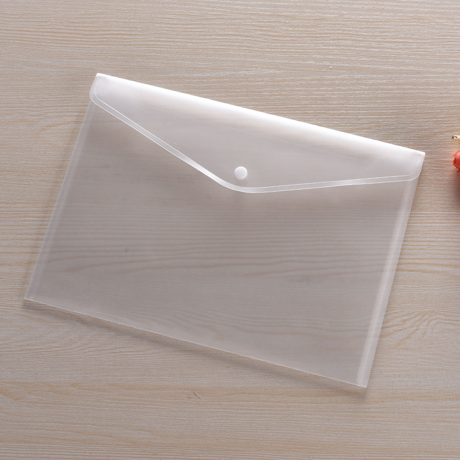 长之禾批发a4磨砂文件袋 透明 a5按扣文件夹资料收纳袋纽扣档案袋