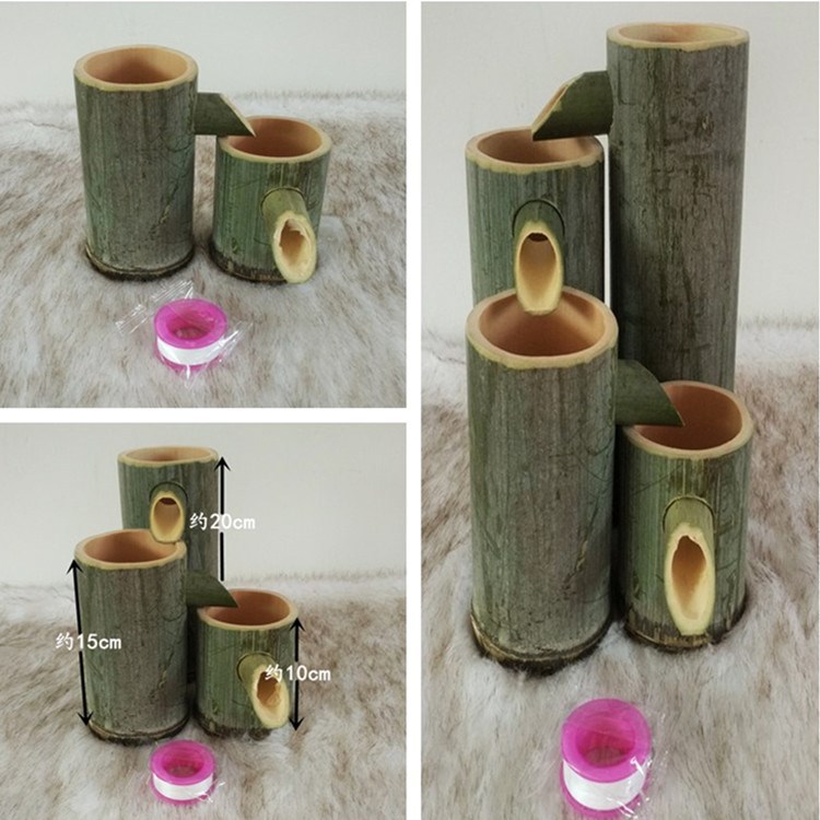 毛竹流水器diy竹子水循环上阶流水摆件竹筒滴水器9.9元包邮