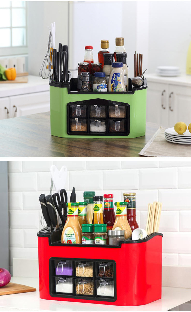 厨房多功能调味盒筷子笼收纳架多格子调料盒置物架调料瓶刀架批发