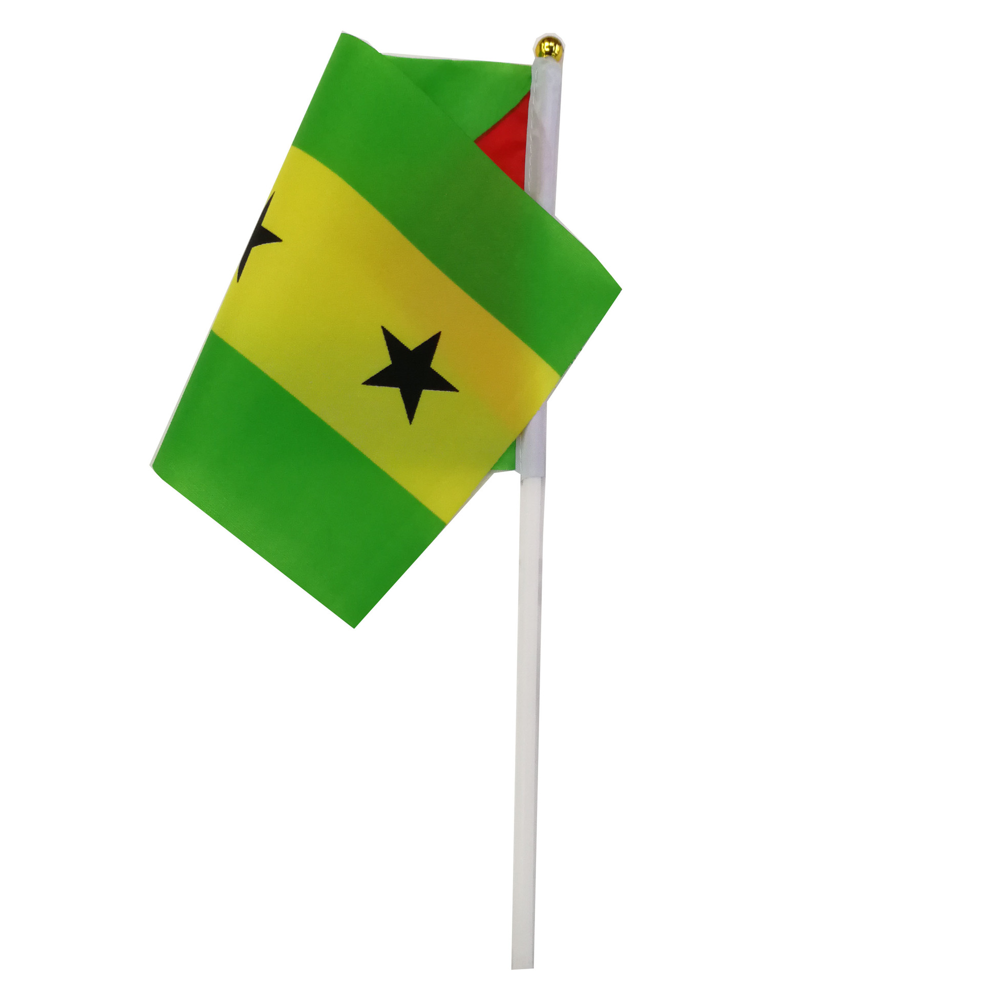 圣多美和普林西比国旗旗帜手摇旗塑料旗杆涤纶双面印刷可来样定做