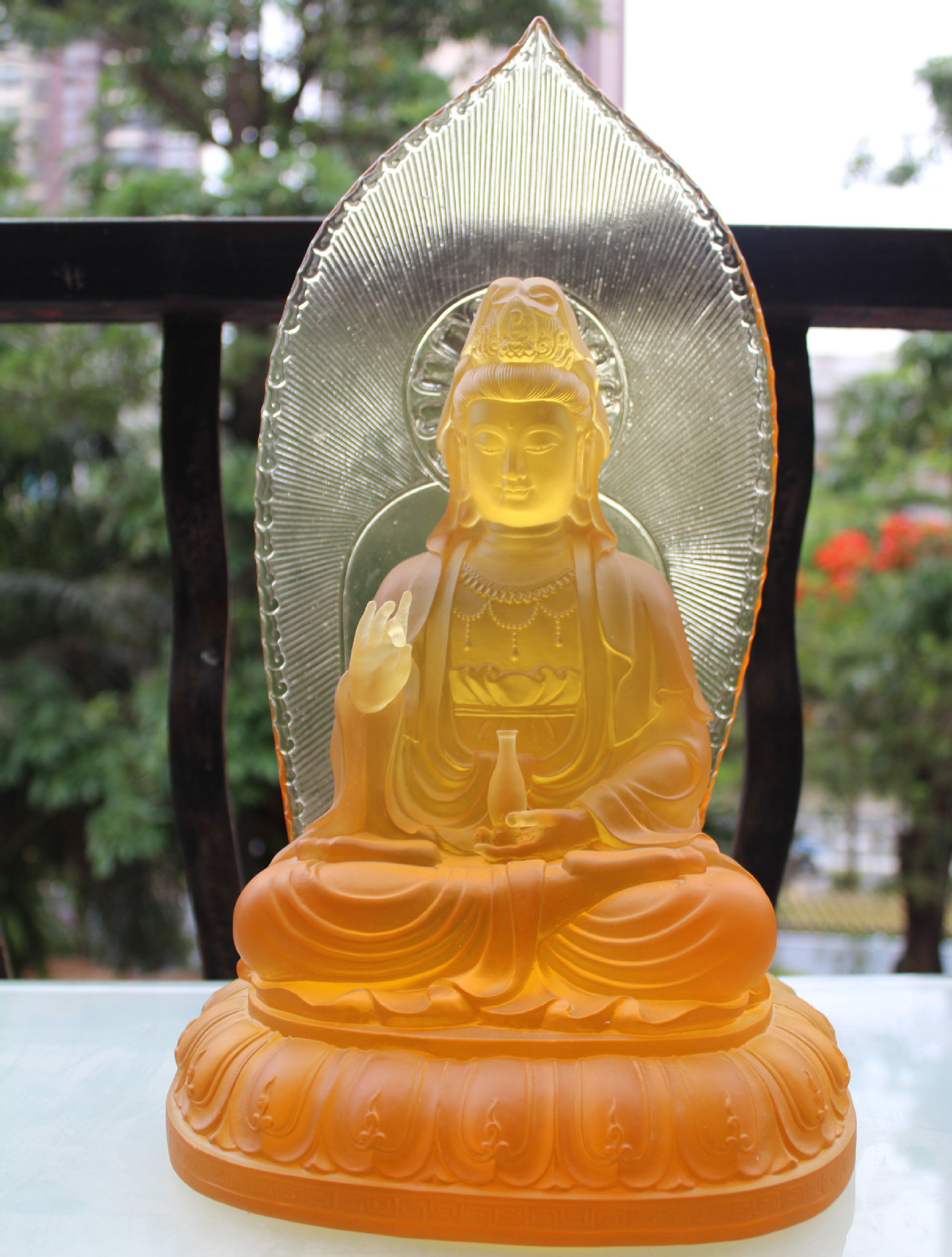 琉璃背光观世音菩萨佛像定制一件代发寺庙家居玄关供奉佛像供品