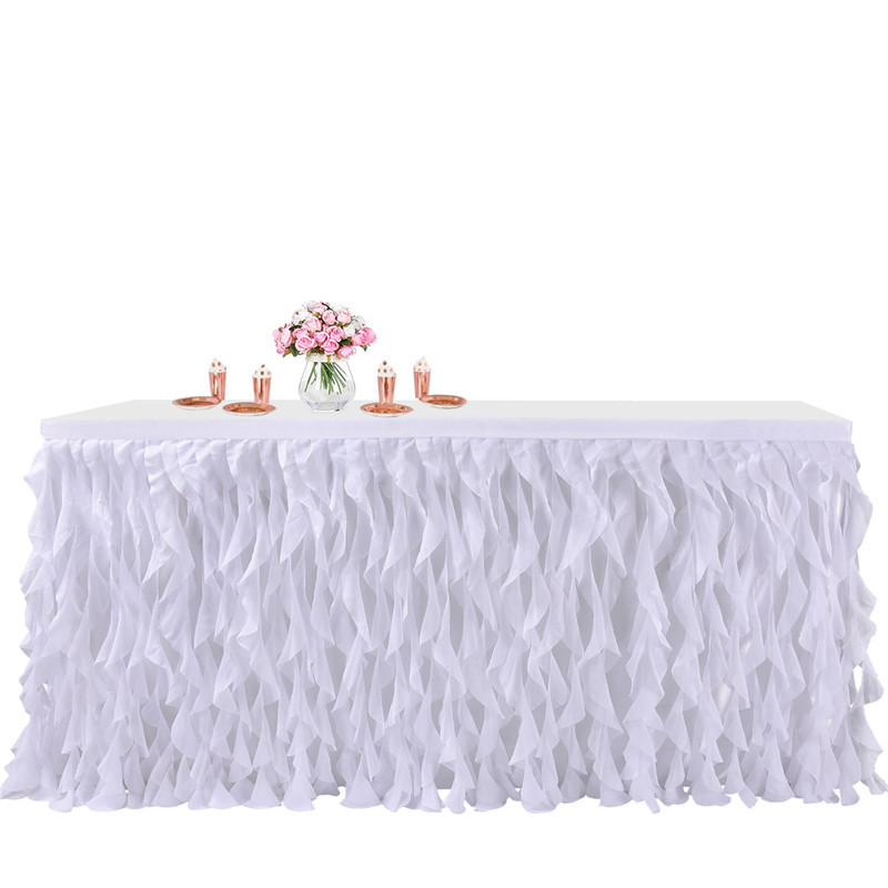 Wicker Table Skirt Amazon Party Birthday Wedding Chiffon Curl Tablecloth Dessert Sign-in Desk Tutu Yarn Table Skirt
