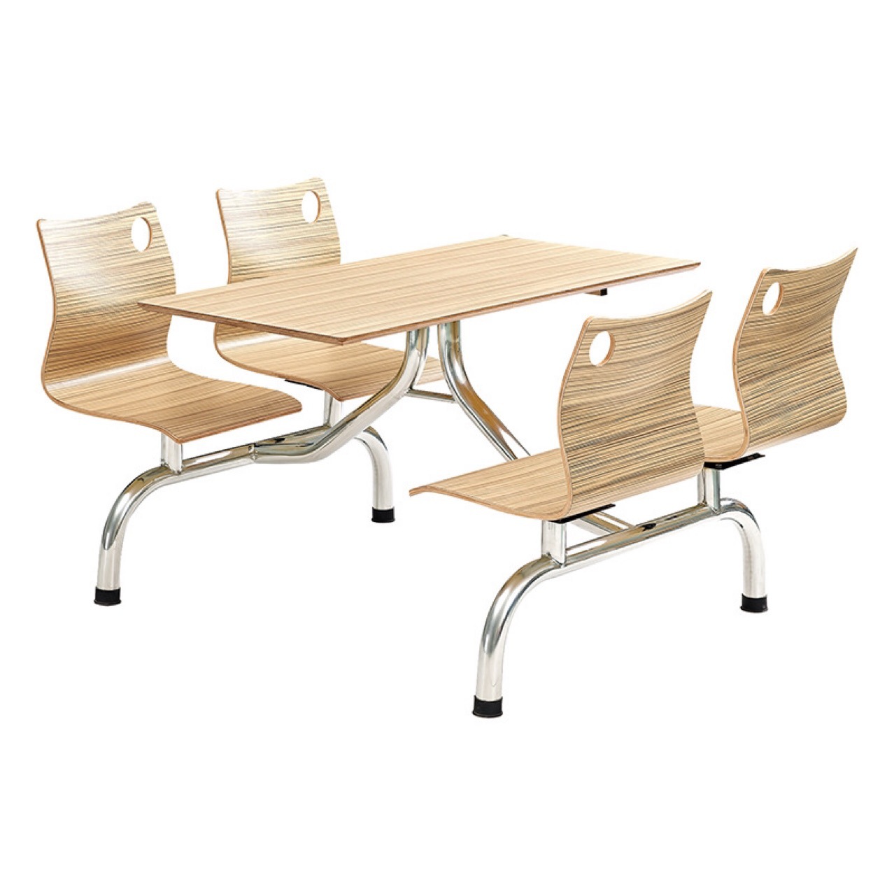 东莞迪佳厂家员工食堂桌椅不锈钢桌面四人连体餐桌椅组合快餐桌椅