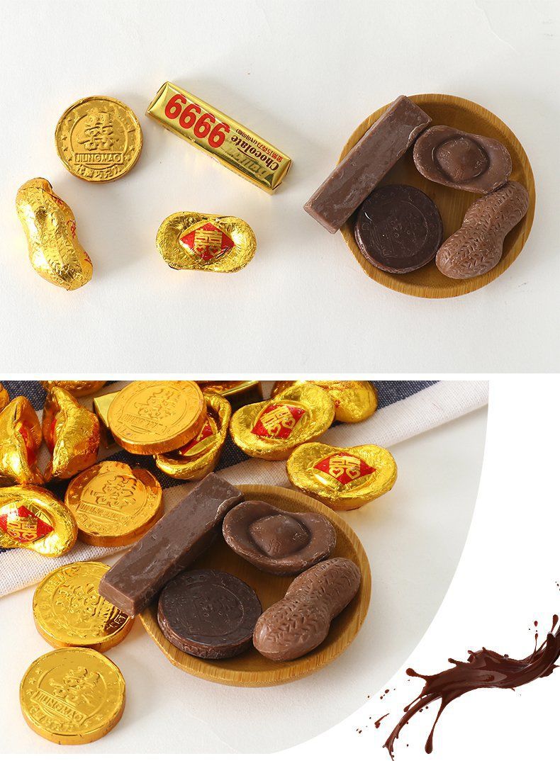 金币巧克力金条金元宝巧克力黑巧克力蛋糕装饰结婚糖果巧克力