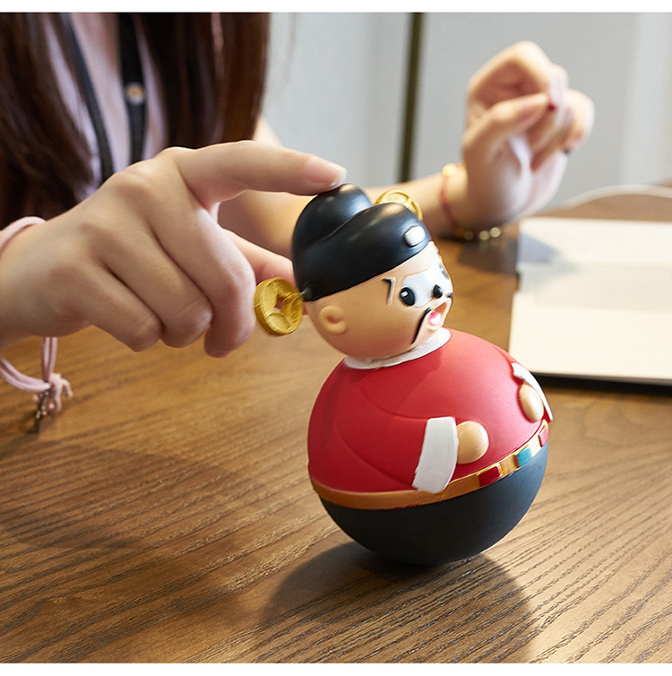 创意财神爷不倒翁工艺品摆件家居装饰品办公室桌面中式布置小摆设