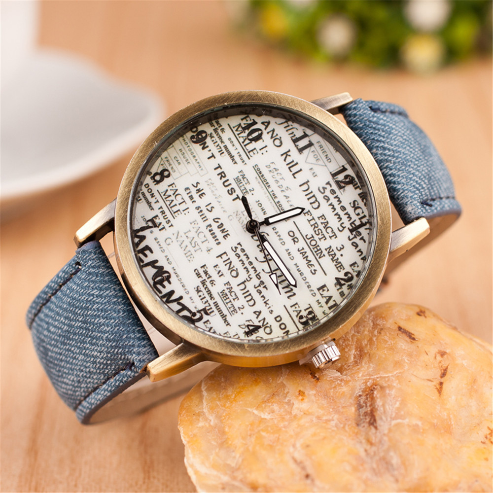 欧美大卖时尚潮流石英手表男女士同款皮带手表表盘个性英文手表女