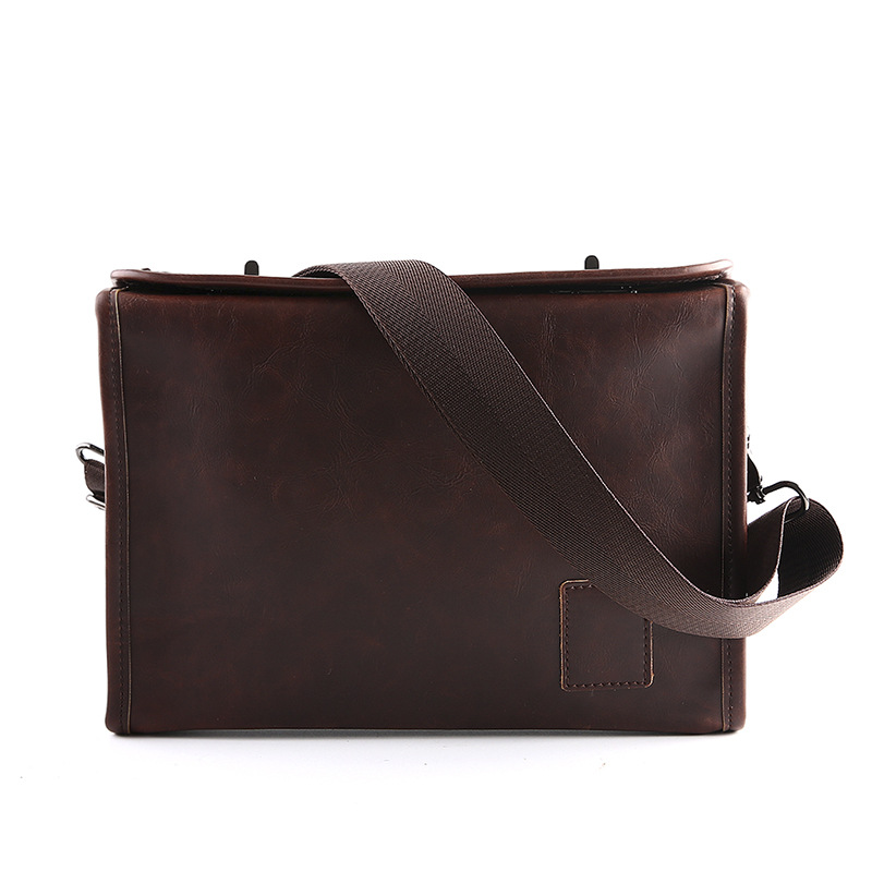 New Men's Casual Retro Shoulder Bag Messenger Bag Pu Leather Simple Messenger Bag Men's Business File Bag Men's Bag
