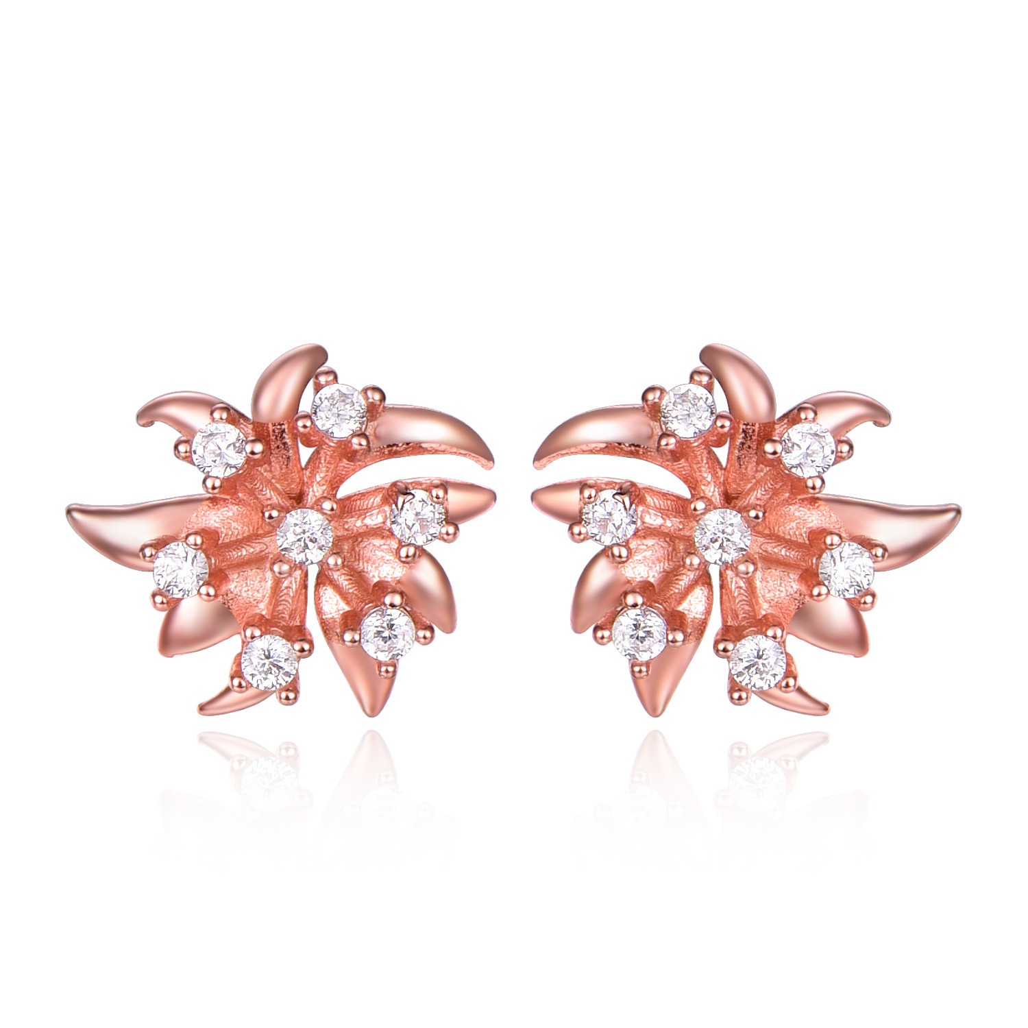 镶嵌aaa锆石_原创植物九瓣花纯银s925耳环镶嵌aaa锆石镀金防过敏 - 阿