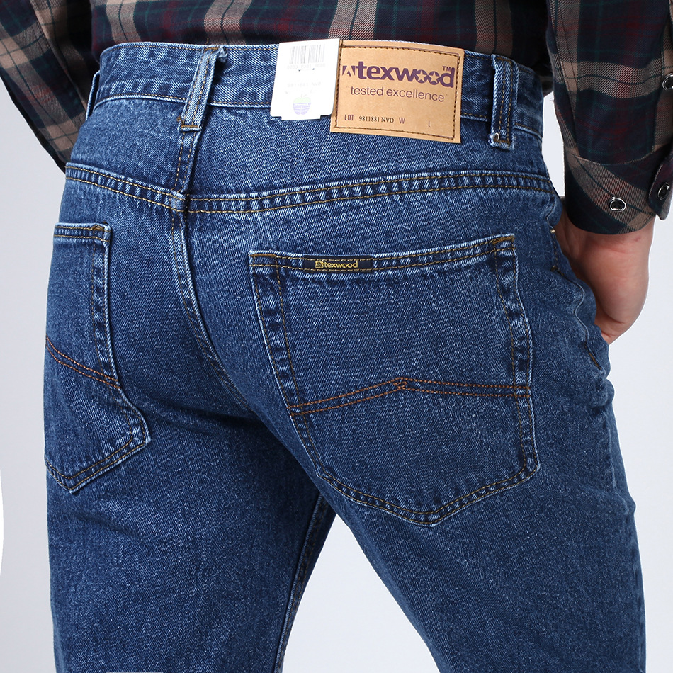 苹果男士牛仔裤高腰宽松直筒中老年经典纯棉中年休闲秋冬现货批发