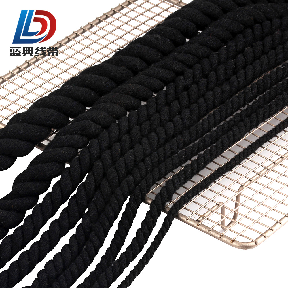 23#棉绳 三股黑色棉绳 棉线4毫米7-8-20mm1厘米装修装饰材料绳子