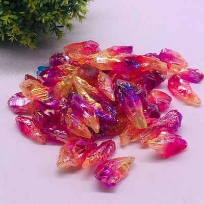 天然水晶原石 碎石 电度天然水晶多色大颗粒 七彩水晶碎石