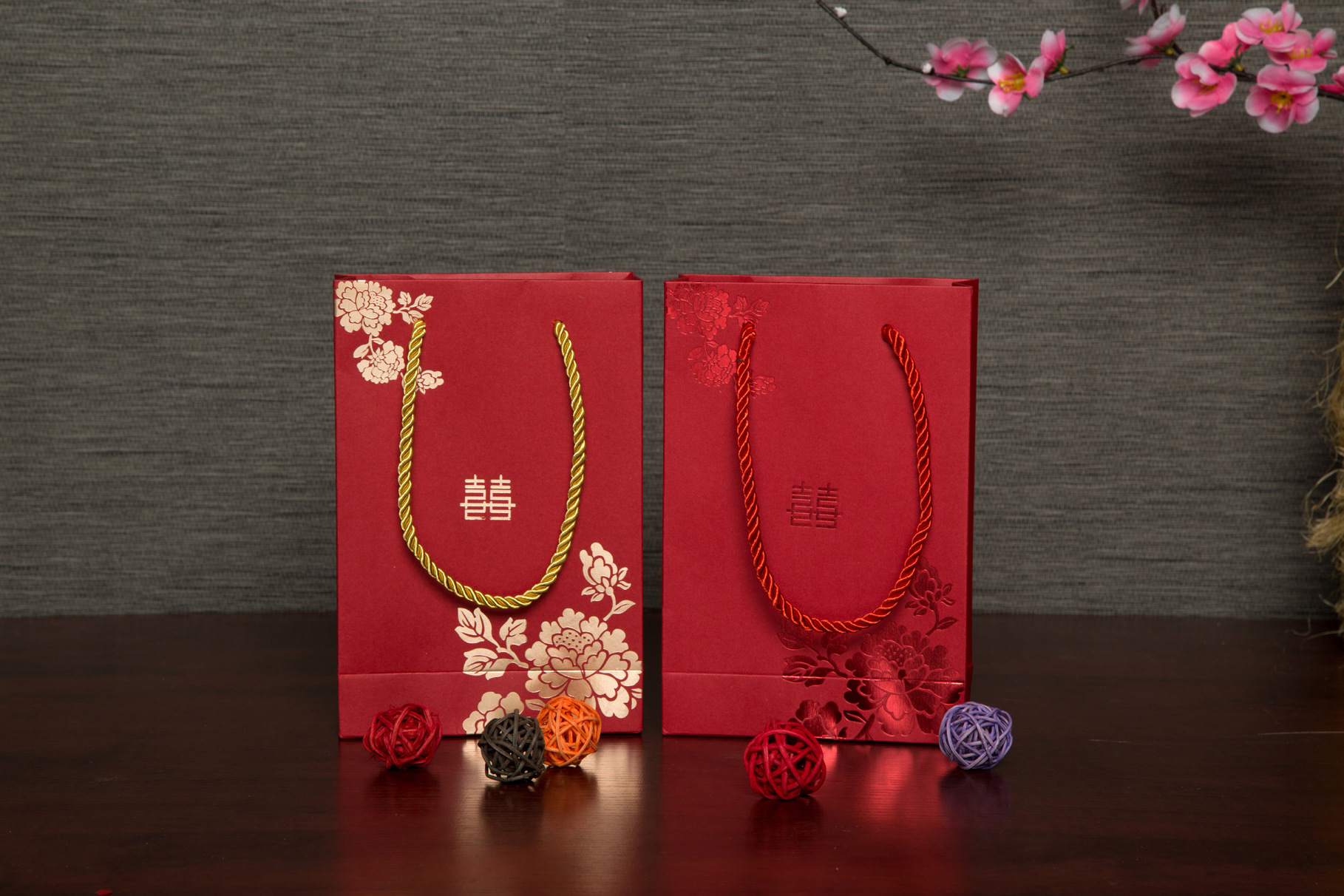 中国风创意结婚喜糖袋子中式婚礼回礼袋伴手礼手提袋纸袋一件代发