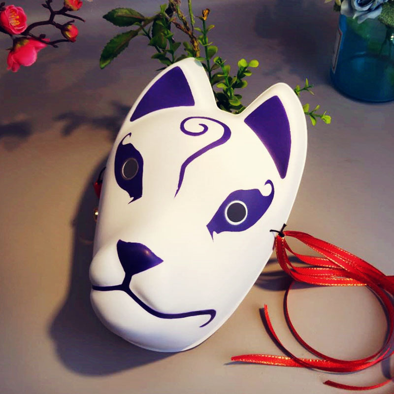 中号日本和风狐狸嘉年华圣诞猫脸面具节庆舞会装扮环保pvc表演