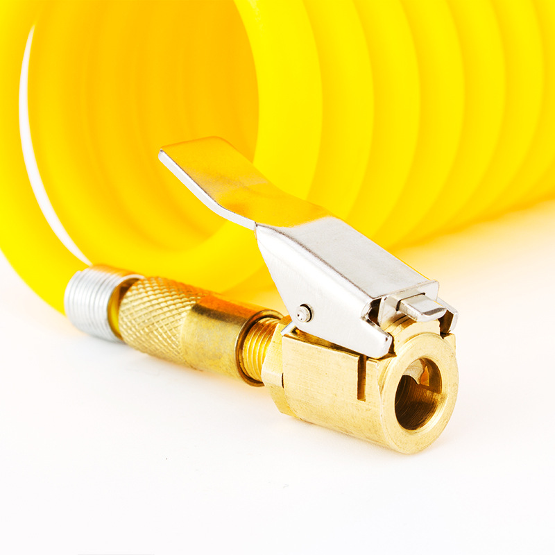 充气泵气嘴夹配件转换接头 按压快夹延长压把枪头 美式全铜金属头