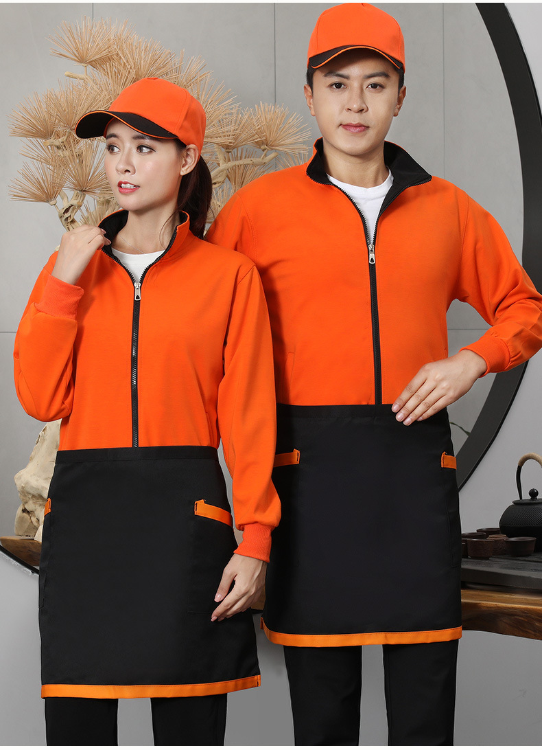 餐厅服务员工作服女长袖秋冬装加厚快餐店餐饮火锅店工装外套定制