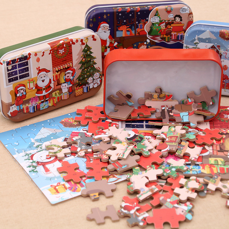 Christmas Wooden DIY Small Gift Children's Handmade Santa Claus Puzzle Kindergarten Gifts Prize