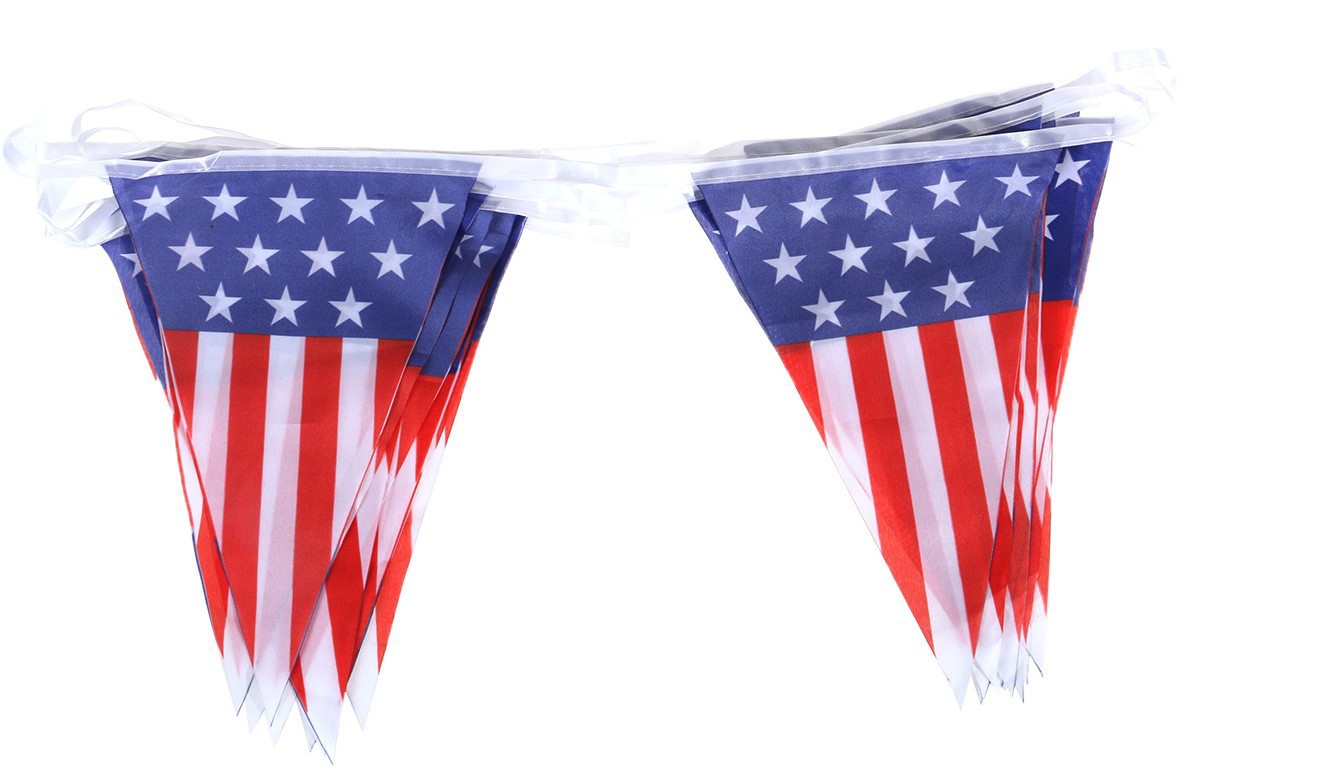 【跨境专供】20x30cm 美国三角串旗拉旗 7米20面/串 节日气氛道具