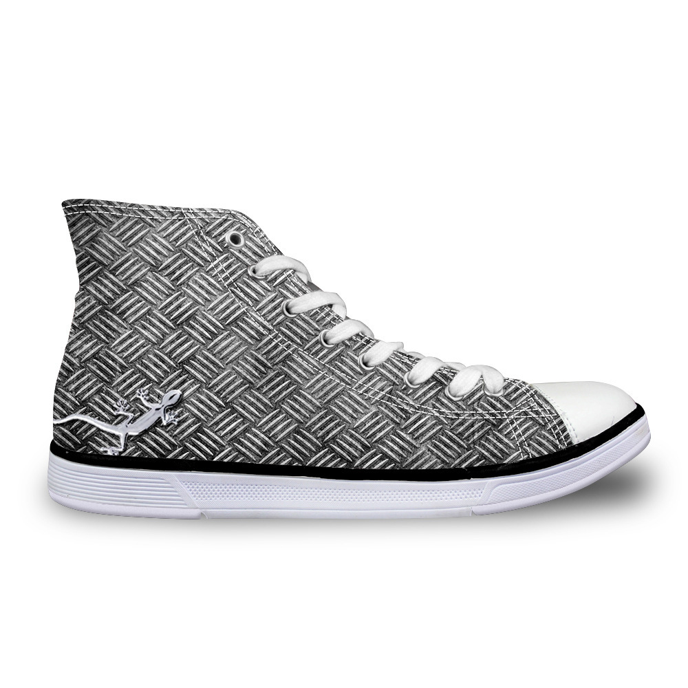 ins火鞋子蜥蜴高帮帆布鞋 男女韩版嘻哈情侣手绘板鞋潮图案定制