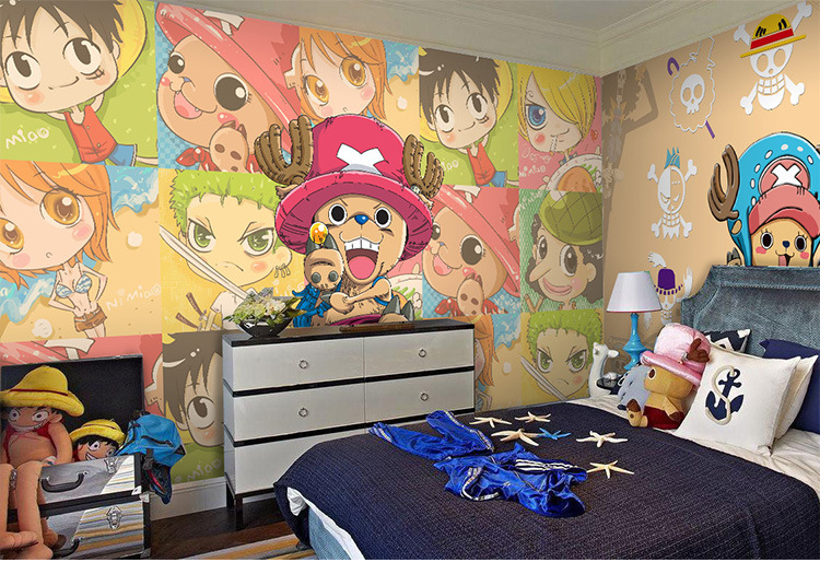 酒店背景墙纸航海王大型壁画动漫主题餐厅饭店ktv卧室背景卧室壁-阿里