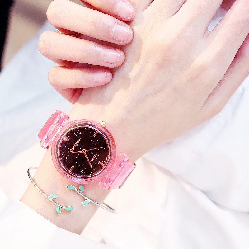 糖果猫ins超火网红抖音同款星空手表女学生韩版简约潮流硅胶女表