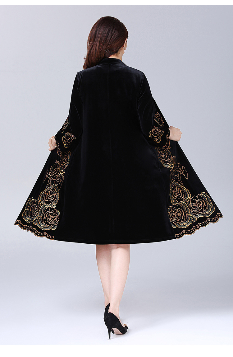 秋装金丝绒刺绣披风新款洋气大衣外套货号ce617