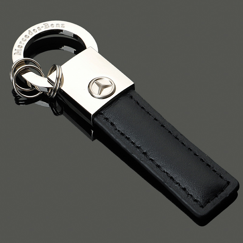 定制汽车钥匙扣高档奔驰车标合金真皮钥匙挂件4s店赠品商务小礼品
