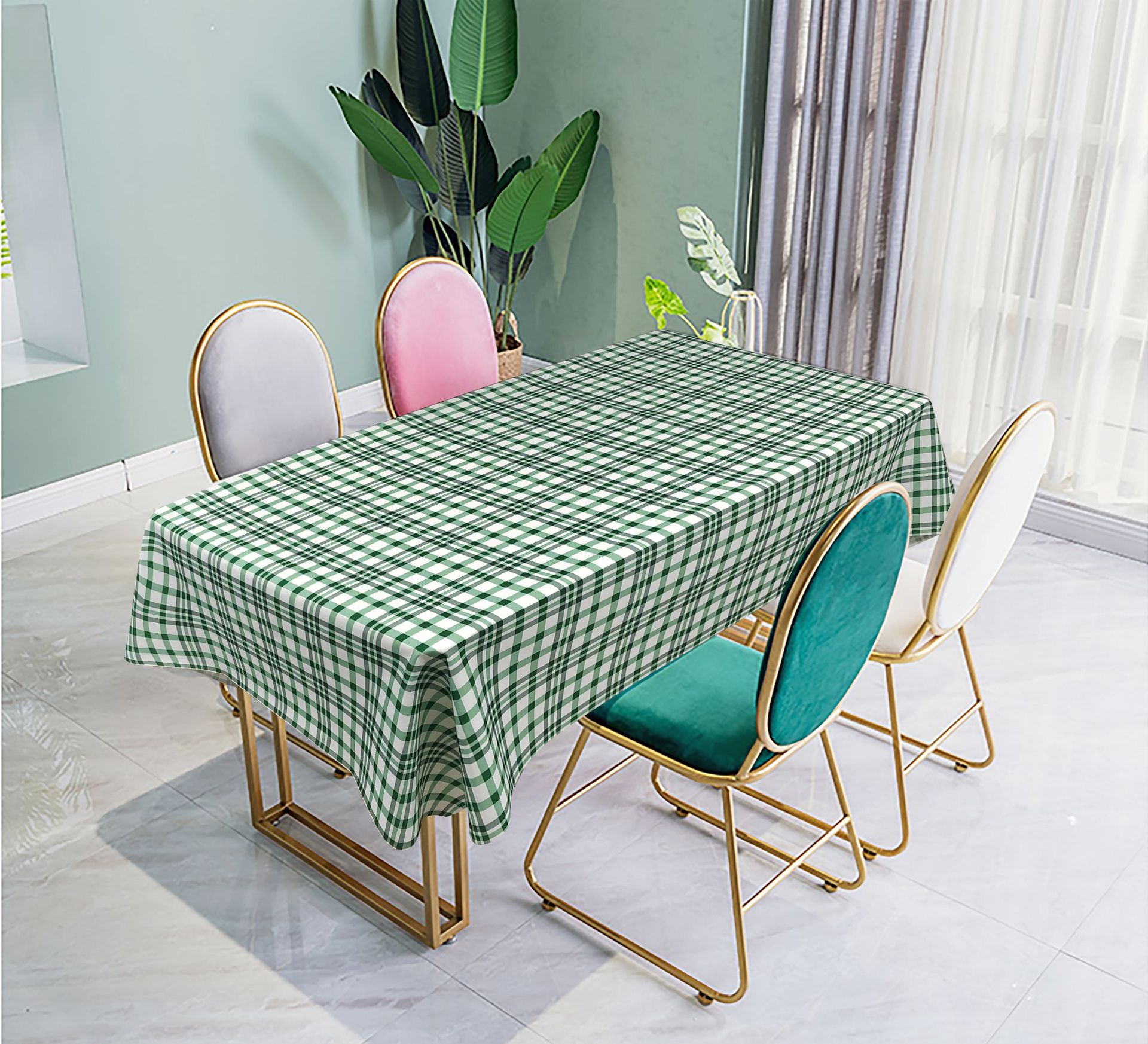 布艺防水防污格子桌布 小清新长方形餐桌布台布茶几盖布外贸批发