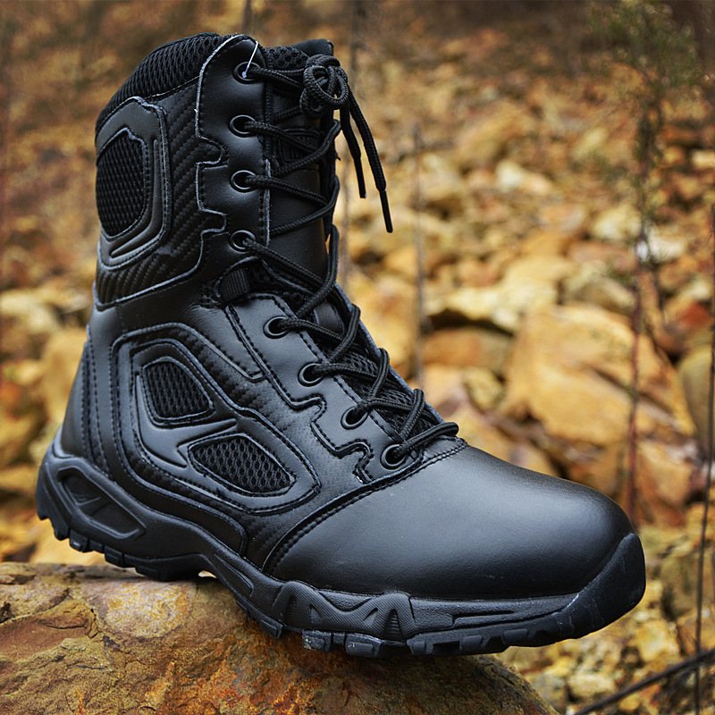 特种兵军靴男减震带侧拉链超轻红蜘蛛军士作战靴防水沙漠战术靴