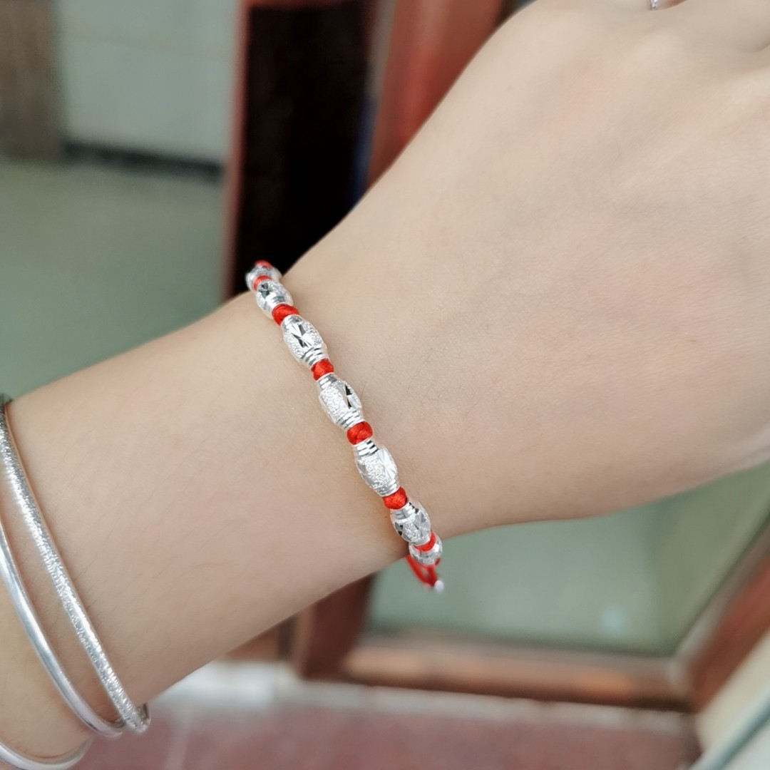 足银990转运珠手工编织手链本命年手链女生生日礼物一件代发