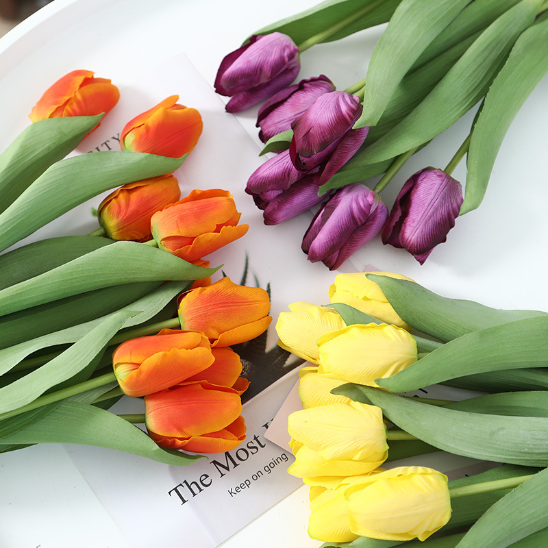 Hand-Feeling Tulip Decorative Artificial Flower Artificial Flower Exclusive for Cross-Border Emulational Plants and Flowers