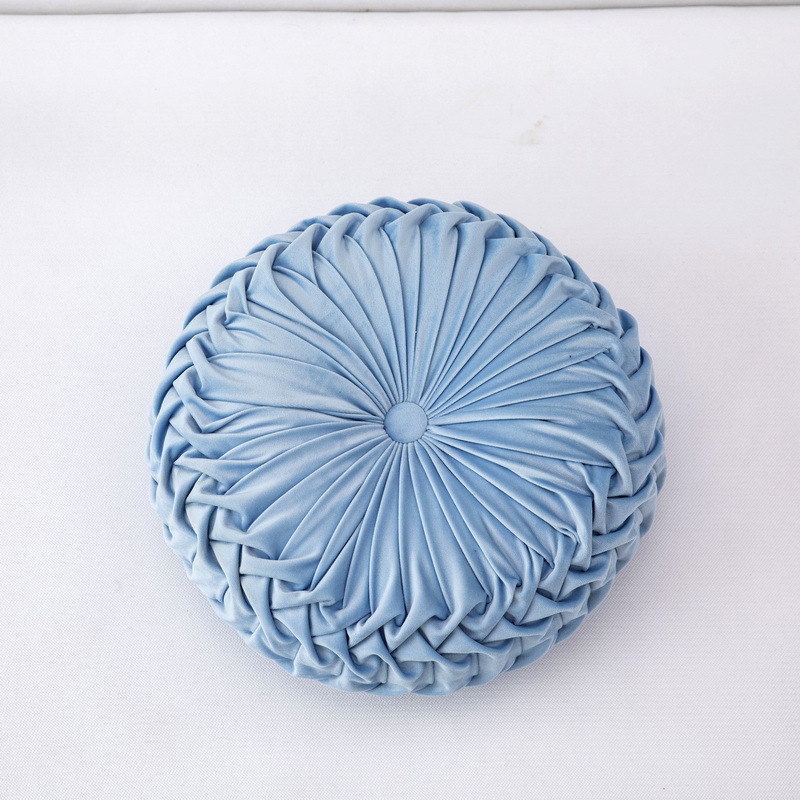 Factory Cross-Border Ins Nordic Cushion round Solid Color Office All-Match Pillow Handmade Pleated Floor Pillow