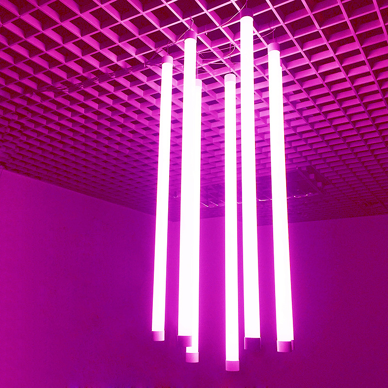 led吊线灯管360度发光圆管灯无暗区竖吊灯长粉红光0.5米直径40mm