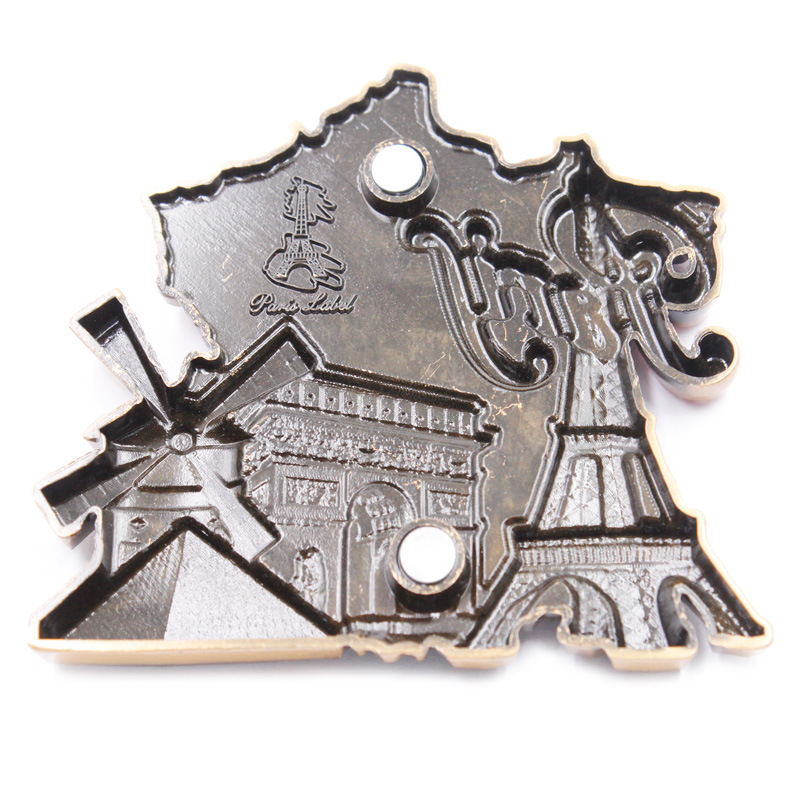 Cross-Border Hot French Tourist Souvenir Metal Refrigerator Stickers Keychain Series Painting Oil Craft Keychain Pendant