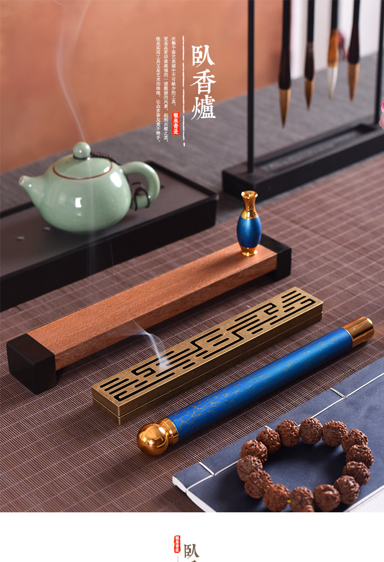 卧香炉纯铜香炉家用室内创意仿古香盒沉香居室礼品装饰摆件线香炉