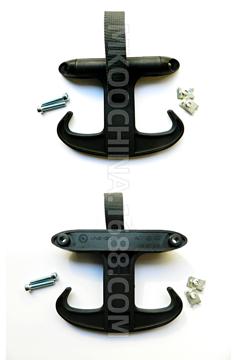 汽车牛角挂钩 后备箱勾 牛角挂钩 原装梅花螺丝带弹簧 银灰尼龙绳