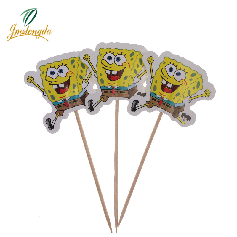 Creative Spongebob Toothpick Flag Bar Party Restaurant Club Decorative Food Ice Cream Fruit Drinks, Etc.