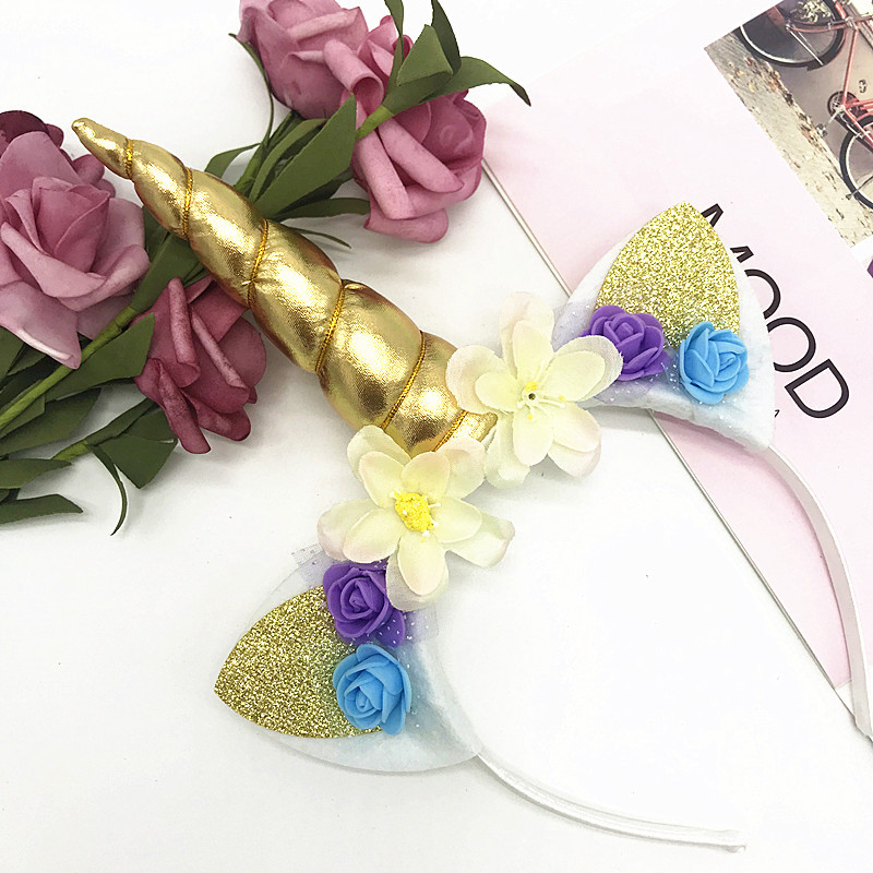 New Flower Unicorn Headband Sequined Ears Little Daisy Headband Multicolor Cat Ears Cute Headband Wholesale