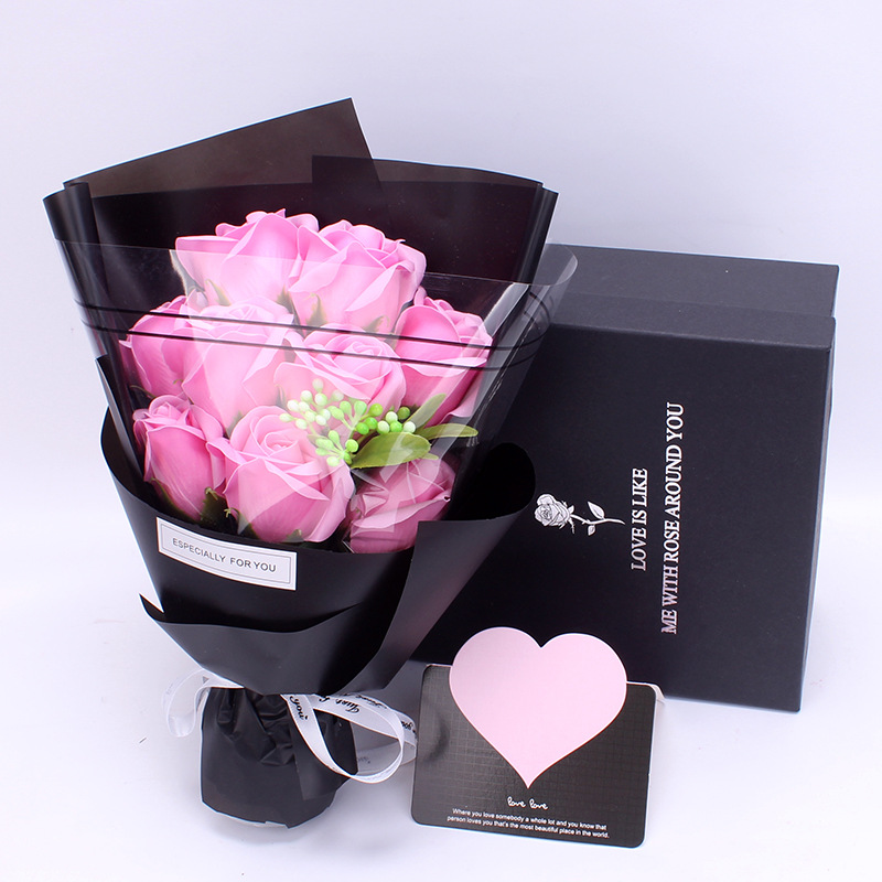 Teacher's Day Carnation 9 Soap Bouquet Gift Box Rose 520 Valentine's Day Gift Simulation Bouquet Gift Flower