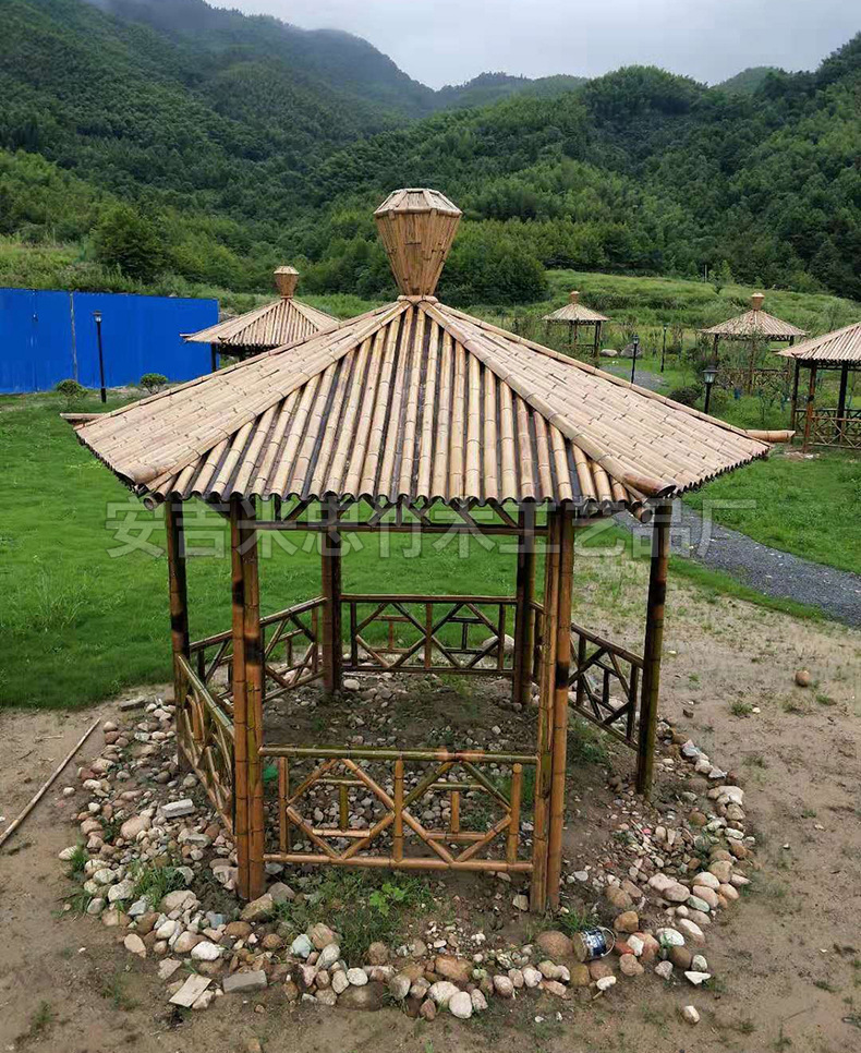 安吉厂家承接景区工程户外公园景观防腐木竹凉亭手工竹制亭子定制