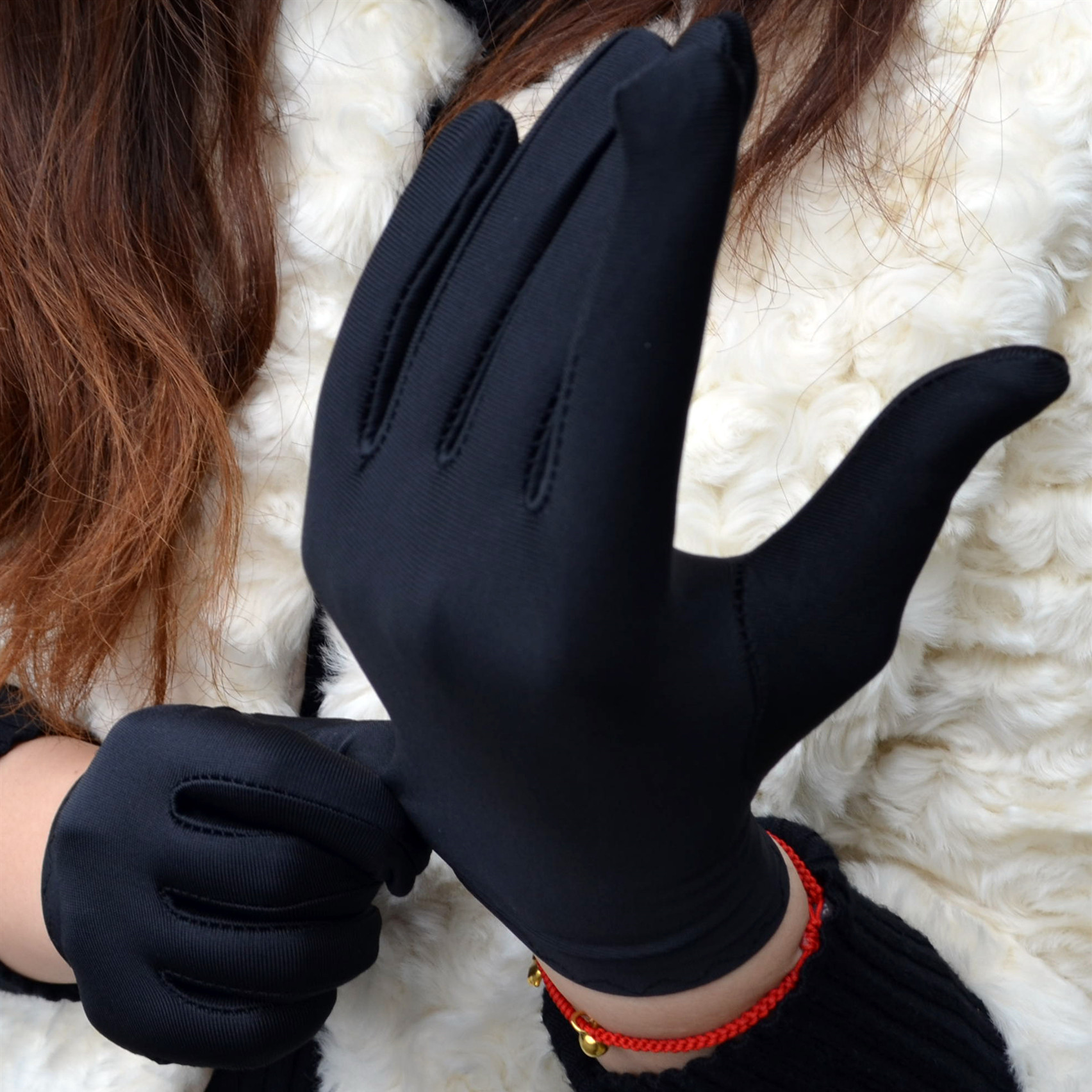 可以logo春夏女士雪尔手套礼仪薄弹力手套舞蹈紧身白手套珠宝手套