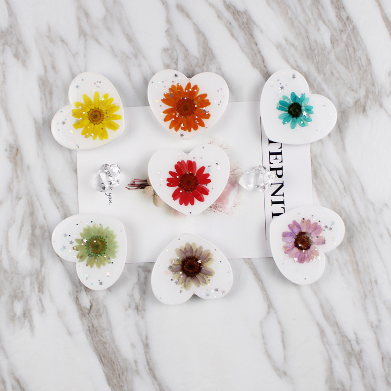 创意网红心形干花滴胶手机气囊支架懒人礼品赠送折叠支架厂家直供