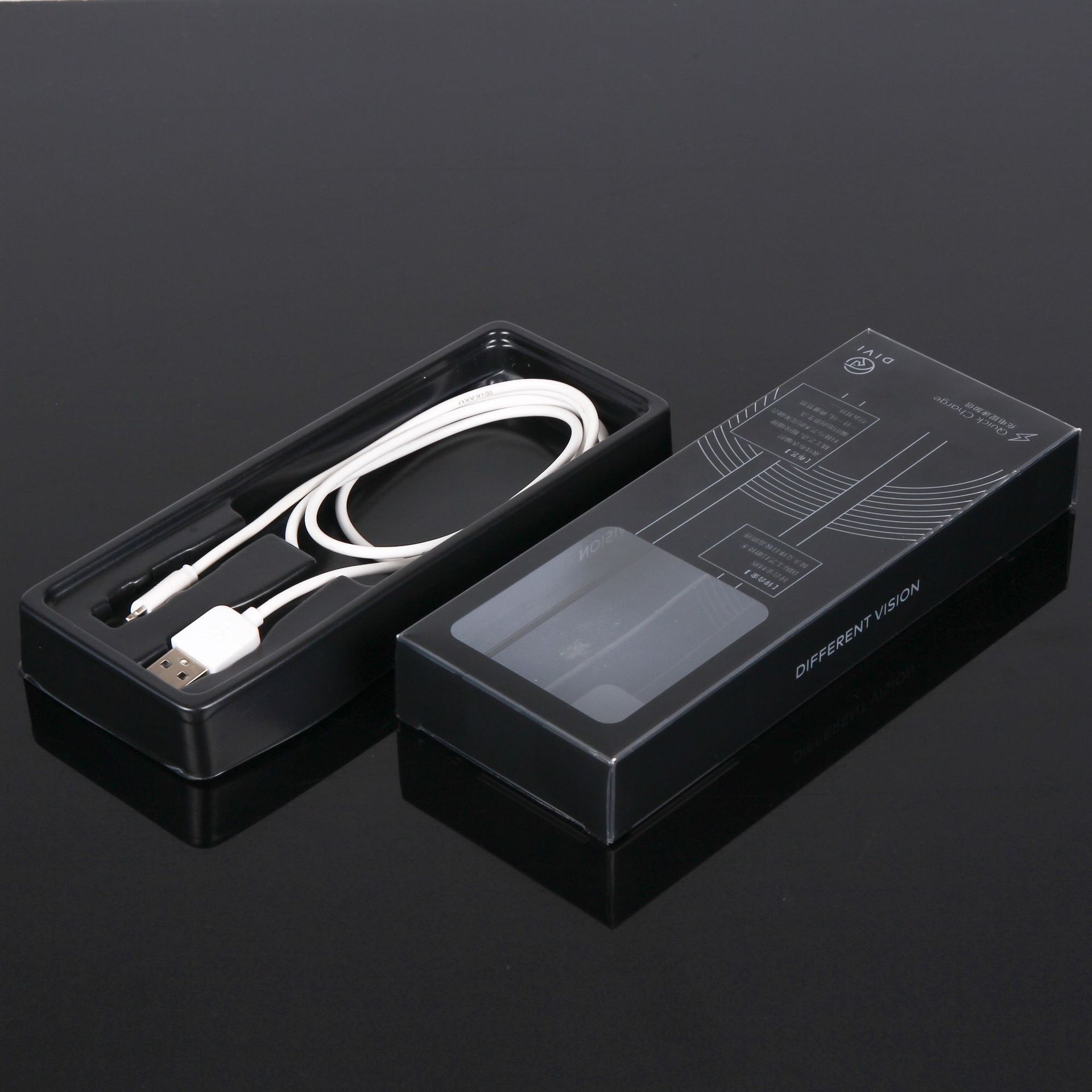 厂家来图来样定制设计生产黑色数据线包装盒 吸塑包装 制作塑料盒