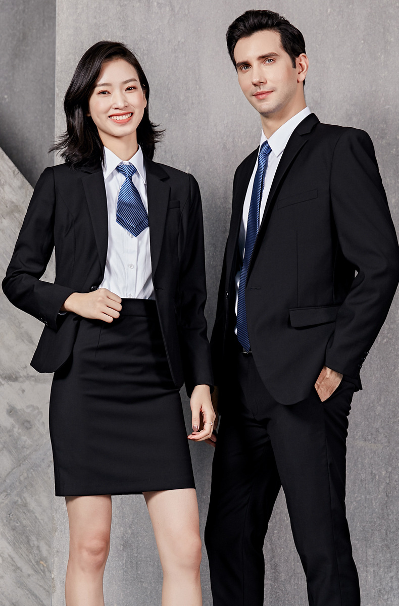 高档大码免烫男女同款商务职业装秋冬正装酒店深灰西装套装工作服