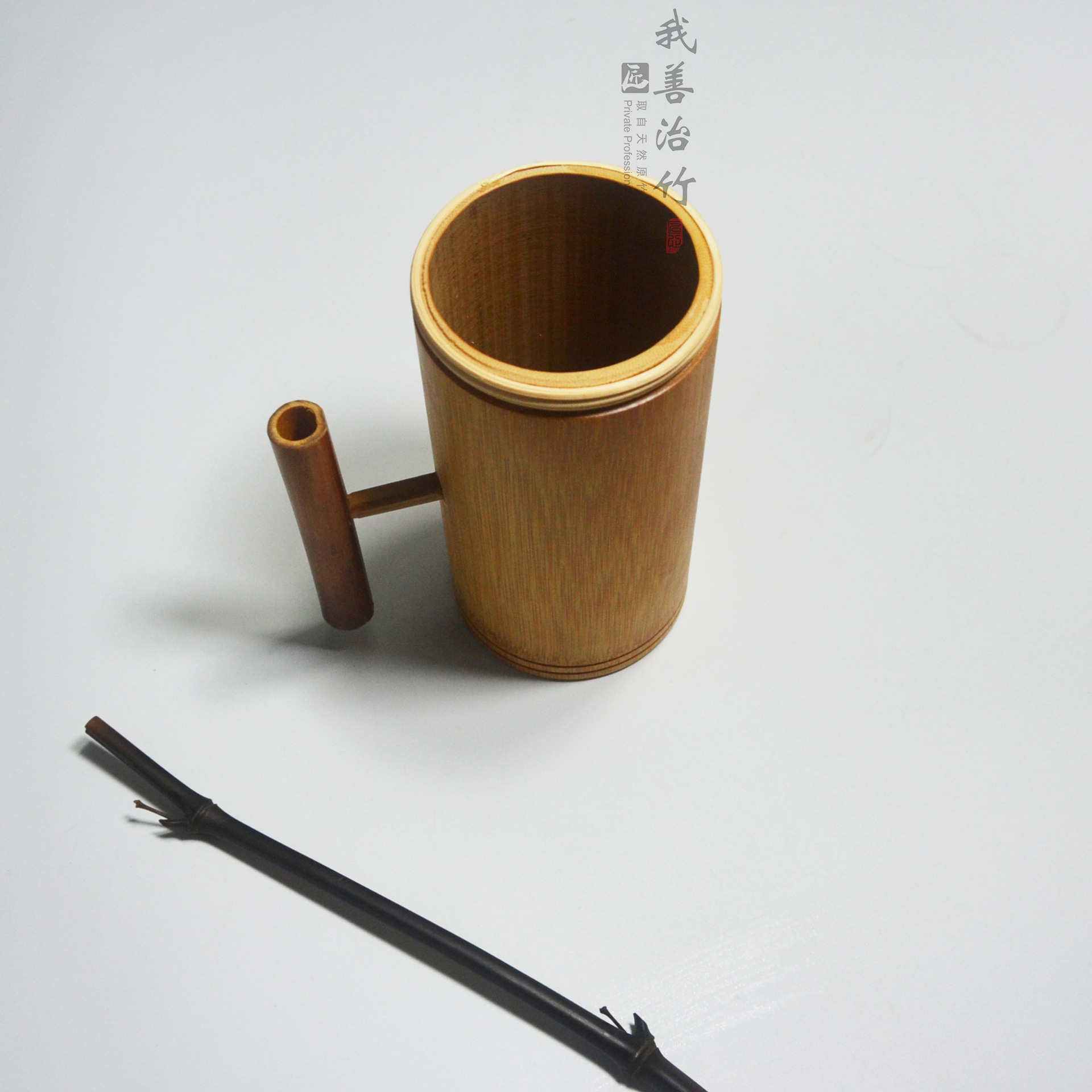 厂家天然竹杯啤酒杯竹水杯茶具竹子酒具扎啤竹杯竹茶杯带把手定制