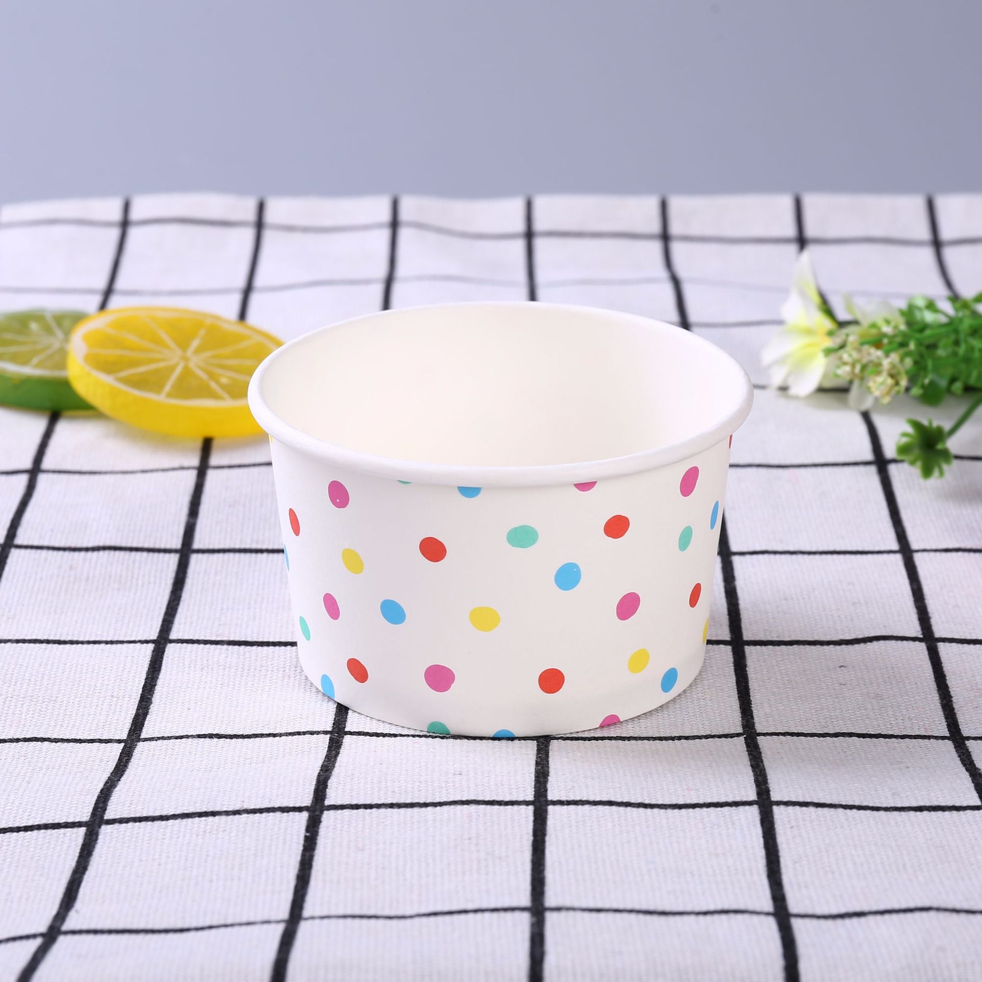 彩色冰淇淋纸碗定制 双层中空防烫小吃纸杯碗 一次性纸碗定做批发