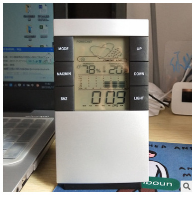 Weather Station Clock Electronic Clock Air Temperature and Humidity Timepiece Perpetual Calendar Alarm Clock Blue Screen Alarm Clock 3210