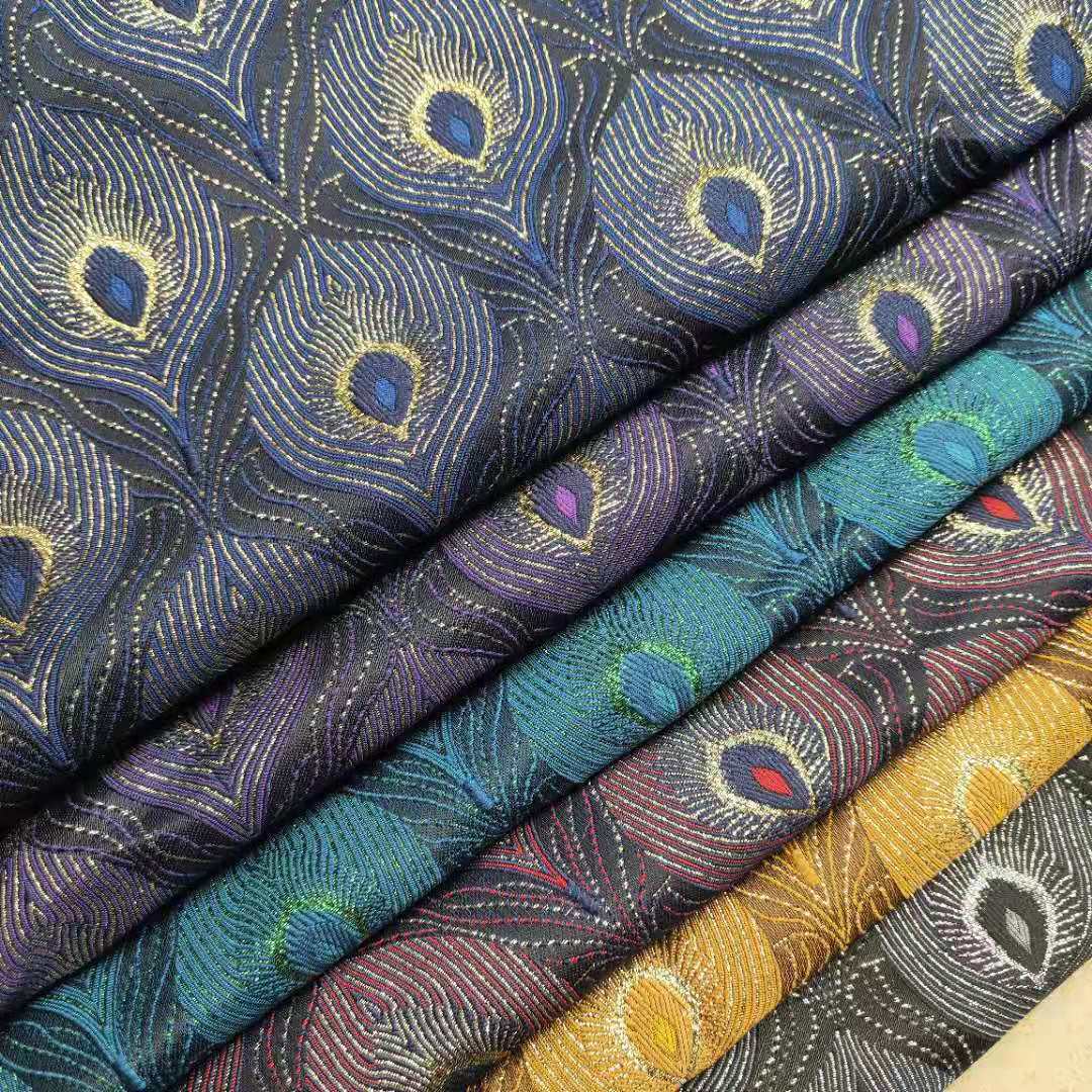 孔雀羽毛提花 民族风提花布 高档服装面料 高精密提花 面料动物提