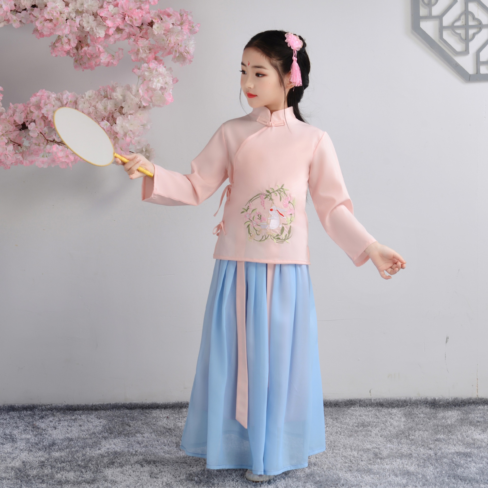 汉服女童襦裙古代套装宝宝儿童袄裙明制古装演出服中国风服装夏装