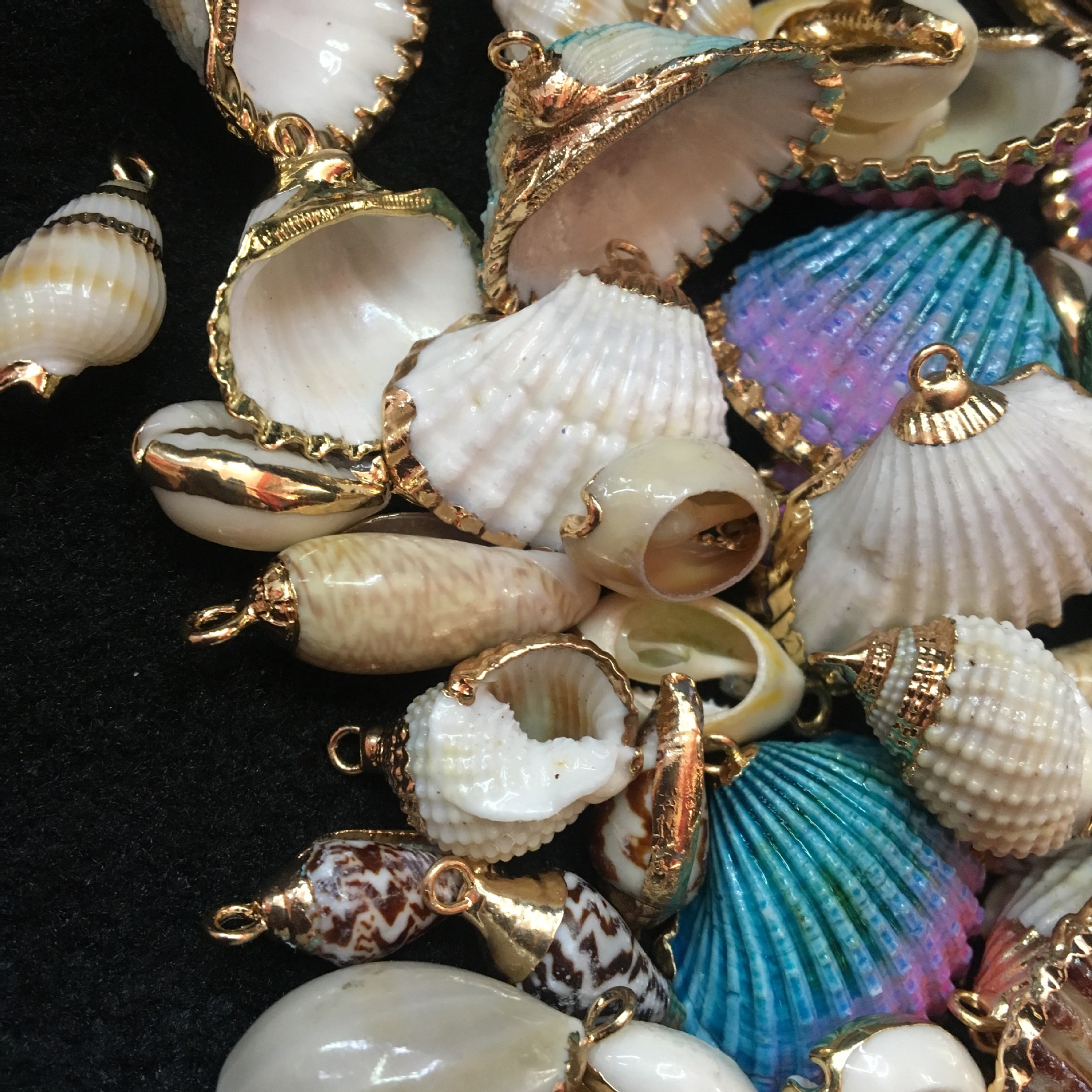 混发10个/包天然贝壳diy饰品配件贝壳切片贝壳配件吊坠彩色海螺